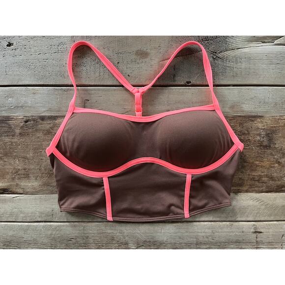 PINK Victoria's Secret Coffee Coral SMALL Ultimate Push Up Corset Sport Bra - Picture 1 of 2